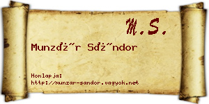 Munzár Sándor névjegykártya